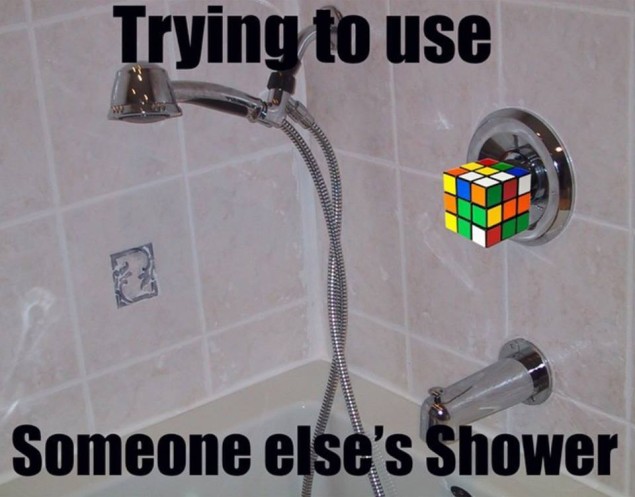 Trying to use someone elses shower